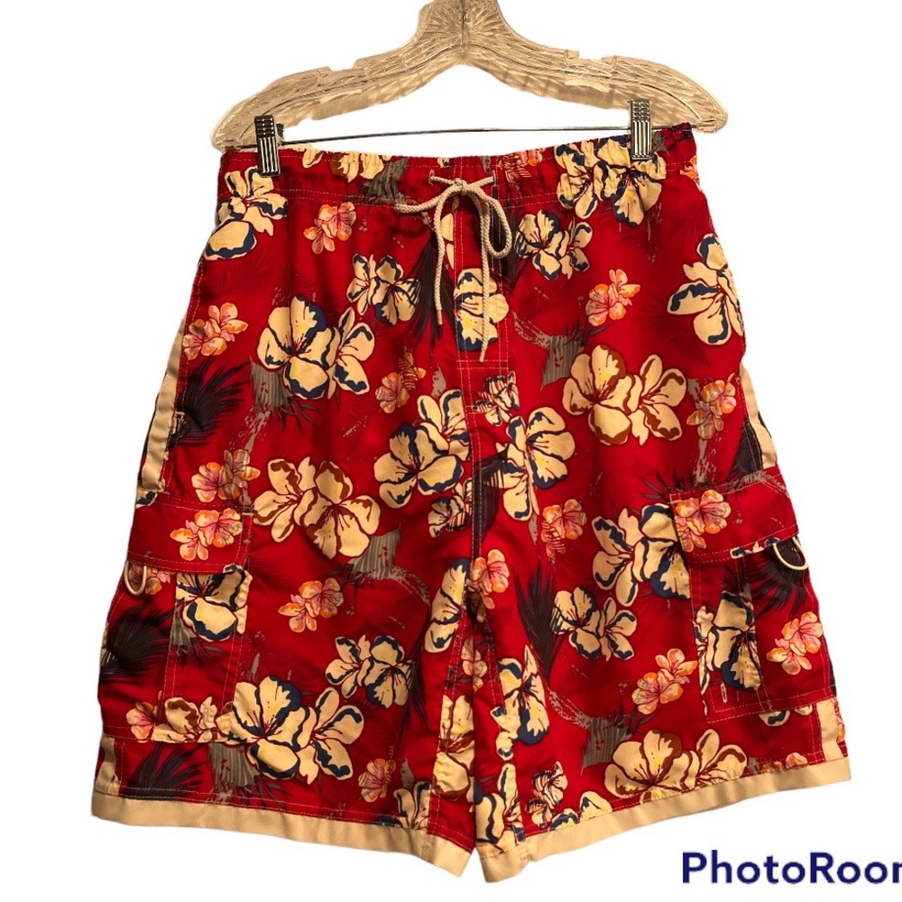 Outback Rider board sport shorts. Size large Red with floral